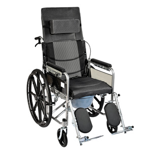 Fauteuil roulant manuel inclinable pliable léger pour personnes âgées et handicapées, construction en acier au carbone - Product Image 1