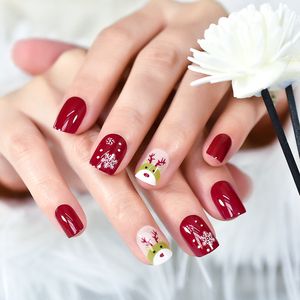 Prensa de Navidad <span class=keywords><strong>Uñas</strong></span> en las <span class=keywords><strong>uñas</strong></span> postizas cuadradas <span class=keywords><strong>cortas</strong></span> Invierno Navidad para mujeres Niñas Manicura Prensa <span class=keywords><strong>Uñas</strong></span> Venta al por mayor Fakenail - Product Image 2