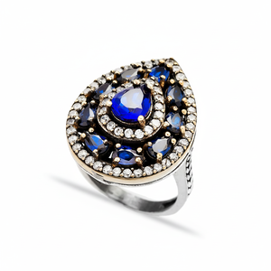 Anillo de zafiro con piedra de circón, diseño otomano, auténtico, Plata de Ley 925, venta al por mayor - Product Image 2