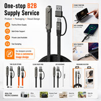 Cable de Carga Trenzado de Alta Calidad de 240W con E-Marker, Cable USB-C de Carga Rápida con Soporte Plegable para Teléfono y Adaptador USB-A