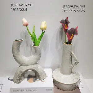 Cadeaux de poterie vintage de ferme rustique mat avec poignée Vase à fleurs décoratif en céramique