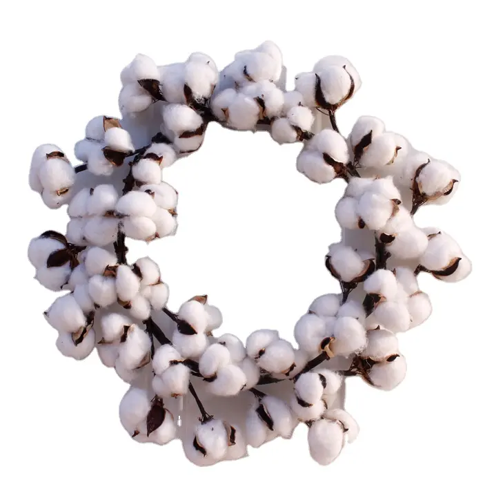 Guirnalda de flores blancas de algodón secas para decoración del hogar, hecho a mano