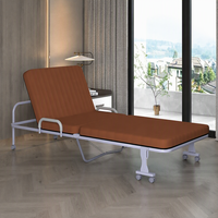 Lit d'appoint pliant en métal robuste avec roulettes, dossier réglable, noir, Uetco, gain de place, moderne, pour hôtel