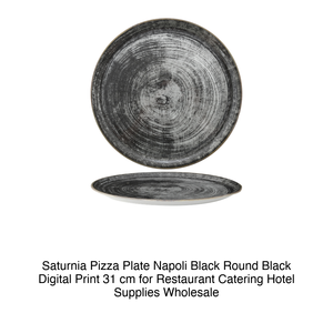 Plato para Pizza Saturnia Napoli Negro Redondo con Impresión Digital de 31 cm para Restaurante, Catering, Hotel, Suministros al por Mayor - Product Image 2
