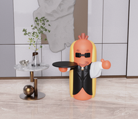 Statue de serveur en résine grandeur nature Figurine de serveur de dessin animé servant de majordome pour la décoration de maison et de restaurant