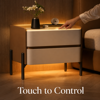 Table de chevet intelligente moderne avec chargeur sans fil, haut-parleur Bluetooth, lumière LED à 3 couleurs réglables, table d'appoint de luxe A25 pour chambre à coucher