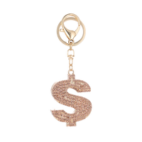 Porte-clés en métal avec signe dollar en strass scintillant |   Breloque de sac de luxe en cristal 3D en forme de symbole monétaire, pendentif de clé de voiture tendance pour femme
