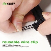 FSCAT 100 attaches-câbles adhésives réglables, clips pour câbles, sangles pour fils, pinces pour cordons, nylon 66 robuste, écologique, colle verte 3M