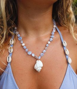<span class=keywords><strong>Collana</strong></span> Estiva Costiera Artigianale con <span class=keywords><strong>Perle</strong></span> d'Acqua Dolce e Pietre Naturali, Gioielli Stratificati Stile Oceano con Conchiglie e Cauri - Product Image 4