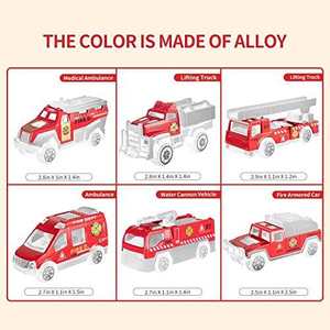 Ensemble de jouets de transport de véhicules de secours incendie moulés sous pression personnalisés 8 en <span class=keywords><strong>1</strong></span>, camion porte-voitures, tapis de jeu, camion de pompiers en plastique, alliage et métal, cadeaux - Product Image 4