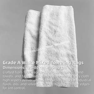 Trapos de Limpieza Industriales, Paños de Limpieza Blancos, Toallas de Limpieza 100% Algodón para Limpieza Industrial - Product Image 2