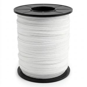 Cordón de Macramé Trenzado y Recubierto de Alta Elasticidad para Bolsas, Zapatos y Disfraces, Color Blanco, 1/6" - Product Image 1