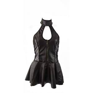 Set <span class=keywords><strong>Han</strong></span> Kai 3 pz Lingerie Sexy da donna con collo appeso in vernice, gonna di pelle scavata, comprese le reggicalze di seta - Product Image 1