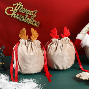 Antler Style Christmas <b>Candy</b> Bags 5 Piece Holiday Gift Packaging Supplies Red Color Made in China - Product Image 3