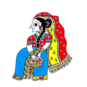 Obra de Arte Tradicional Mithila Madhubani, Pintura Folclórica Metálica 3D Hecha a Mano de Jharkhand, Decoración para el Hogar - Product Image 1