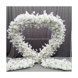 Hình Trái Tim Màu Đỏ Hoa Vòm Hoa Backdrop Nhân Tạo Tú Cầu Lụa Hoa Khung Cho Đám Cưới Backdrop - Product Image 4