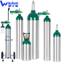 Bouteille de gaz en aluminium pour oxygène médical de 4,55 L avec régulateur de pression/débitmètre/humidificateur/chariot/canule nasale/masque à oxygène