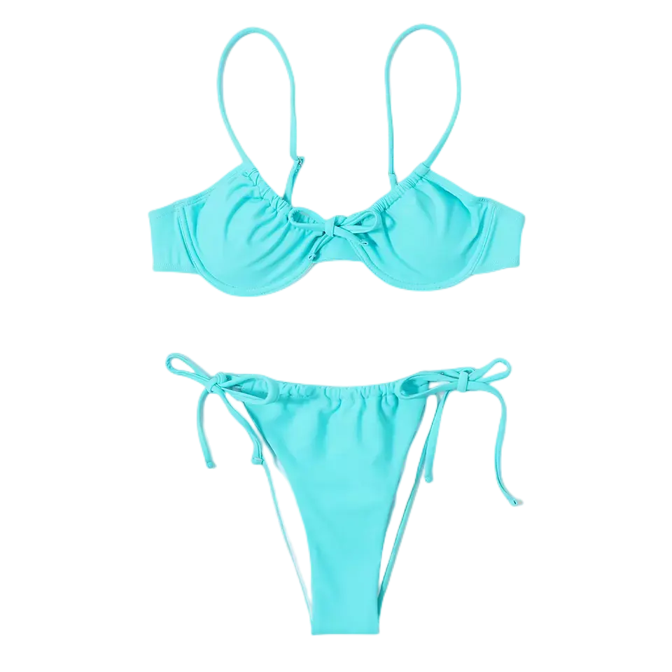 Nieuwe Vrouwen Hoge Taille Effen Kleur Strand Badmode Casual Push Up Sport Bikini Beachwear Biquini Badpak Groothandel Badpakken