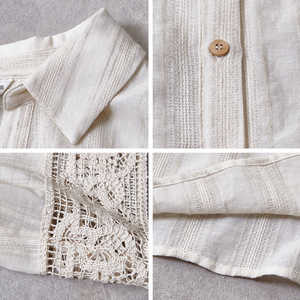 <span class=keywords><strong>Chemisier</strong></span> personnalisé pour femme à col en V : chemise à manches longues boutonnée avec texture à rayures verticales - Service OEM/ODM - Product Image 3