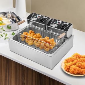 Friteuse électrique professionnelle à double cuve en acier inoxydable - Product Image 5