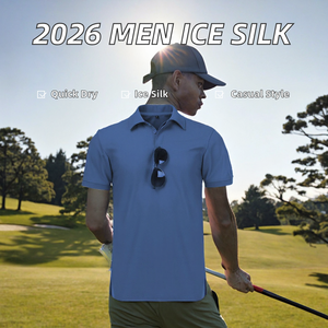Polo en soie glacée pour homme, manches courtes, couleur unie, séchage rapide, décontracté, pour le golf, avec logo personnalisé - Product Image 2