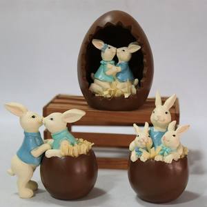 Decoración de mesa de huevo de conejito de resina <span class=keywords><strong>3D</strong></span> personalizada adorable estatuilla de Pascua adornos para la primavera - Product Image 5
