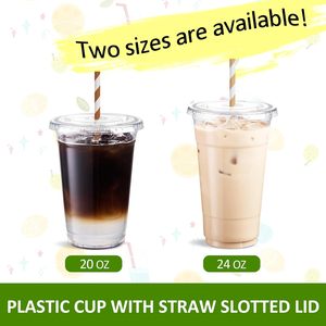 Gobelets jetables personnalisés en plastique PET transparent à paroi simple pour jus, boissons, milkshakes, bubble tea, boba, café avec couvercles - Product Image 3
