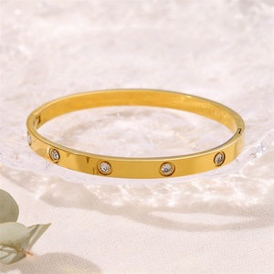 Fine Minimalist Jewelry Luxury Gold Stainless Steel <b>Bracelets</b> Zircon <b>Bangle</b> <b>Bracelets</b> for Women - Product Image 3