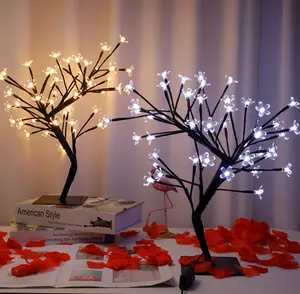 실내 낭만주의 LED 벚꽃 나무 테이블 밤 램프 가정 훈장 선물 당 휴일 결혼식 크리스마스 주위 빛