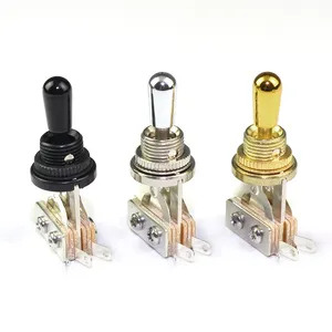 Electric Brass Toggle Switch 3way ON OFF ON SPDT Lock Pick-up Selector Metal Guitar Toggle Switches with Cover Black Sliver Knob