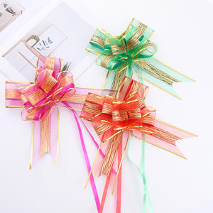 ริบบิ้นโบว์กลิตเตอร์ลายทางแนวตั้งขนาด 70 มม. สำหรับขายส่ง โบว์ดึงมือ ตกแต่งดอกไม้ ของขวัญคริสต์มาส บรรจุภัณฑ์ดอกไม้ ตกแต่งรถงานแต่ง - Product Image 1