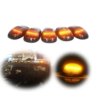 5Pcs Gerookte Lens Cab Dak Klaring Marker Lampen W/Amber Volledige Strip Led Verlichting Voor Chevy Dodge Ford gmc Zware Vrachtwagens