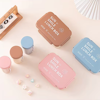 Boîte à lunch Bento en plastique pour enfants et adultes avec bouteille d'eau Conteneur alimentaire étanche à 3 compartiments pour micro-ondes