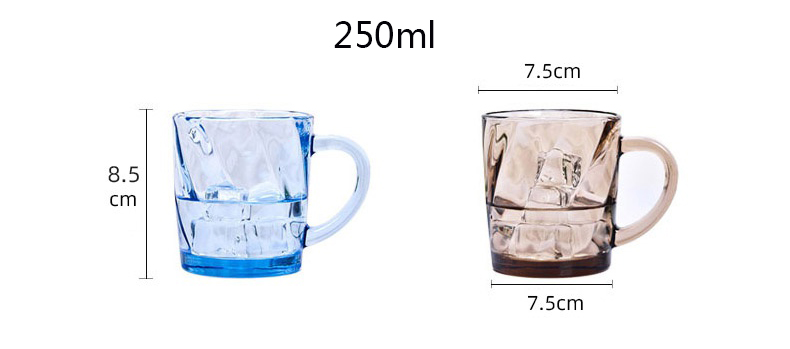 250ml Lead Free Dining Round Blue Golden Heat Resistant Juice Beverage Tea Coffee Handle Mug Drinking Glass ware Water Twill cup