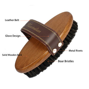 Brosse Cowboy de luxe outils de toilettage de cheval en bois poils de sanglier brosse de nettoyage de cheval brosse à curry en poils de cochon - Product Image 2