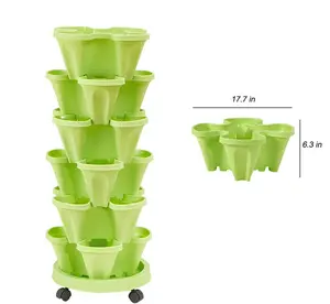 New Arrivals Large 4 Petals 6 tiered Creation Stackable Planter Vertical Garden for Growing Strawberries Herbs Flowers