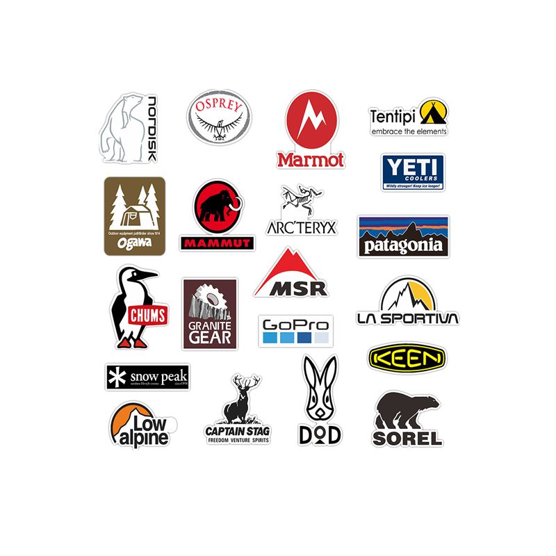 20Pcs Outdoor Camping Brand Tide Logo Mark Graffiti Sticker For Laptop Bottle Phone Backpack Waterproof Travel Label