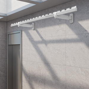 Wall Mounted Retractable <b>Clothes</b> Drying <b>Rack</b> Single Bar Fixed Design For Balcony Or Bathroom Use - Product Image 2