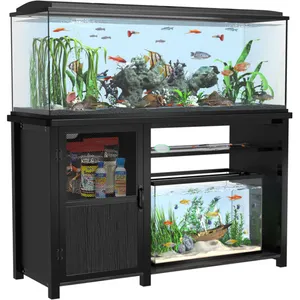 55-75 Gallon Fish Tank Stand Heavy Duty Metal Aquarium Stand with Cabinet for Fish Tank Accessories Storage
