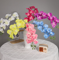 Orchidées Phalaenopsis Artificielles en Gros, 9 Pièces, Orchidées Phalaenopsis Imprimées en 3D, Réalistes au Toucher, 95 cm, Fleurs Décoratives pour Mariage et Noël