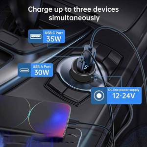 For Mini Car Charger DC Power Cable Cigarette Lighter 12V-48V with Digital Display Durable <b>USB</b>-<b>C</b> 140W <b>USB</b>-<b>A</b> 35W Ports - Product Image 4