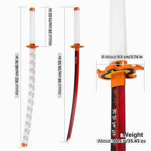 ดาบนิชิริน rengoku kyojuro Katana 102ซม. ดาบคาร์บอนสามารถส่องแสงใบมีดอะนิเมะคอสเพลย์ของสะสม - Product Image 1