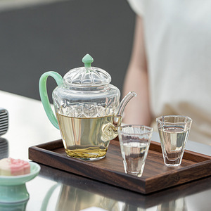 Heat-Resistant Glass Teapot With Lid Lotus Petal Design For Brewing Flower <b>Tea</b> And Green <b>Tea</b> Home Use Transparent Single Teapot - Product Image 1