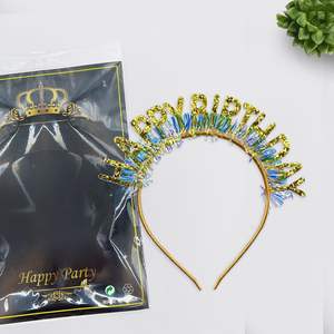 Joyeux anniversaire lettres fête décoratif Laser paillettes bandeau cheveux arc <span class=keywords><strong>naissance</strong></span> jour cheveux bande tête accessoires - Product Image 5