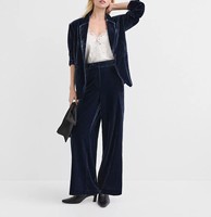 Blazer moderno de terciopelo con cinturón, de un solo botón, tejido sólido, con bordado 3D, trajes y blazers para mujer