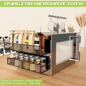 Cestini Magnetici Portaoggetti 4 Pezzi, Organizzatore in Metallo Nero <span class=keywords><strong>con</strong></span> Ganci, Montaggio su Frigorifero e Lavatrice per Cucina - Product Image 3