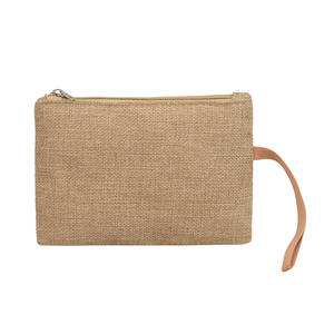 Vente en gros Sac à fermeture éclair en coton et lin jute Pochette pour femmes - Product Image 4