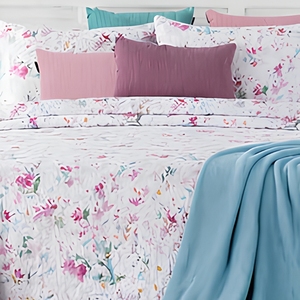 Cubrecama Reversible con Estampado de Plantas 242 Acuarela + Fundas de Cojín (Poliéster/Algodón para Cama de <span class=keywords><strong>135</strong></span>/140 cm) 200 Hilos para Todas las Estaciones - Product Image 3