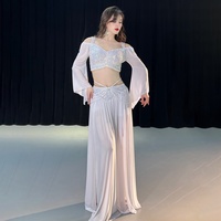 Ensemble de vêtements de danse en maille à paillettes Performance sur scène Danse du ventre