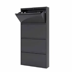 Ultra-thin Flip Shoe Metal Shoe Rack Closed Cabinet Hall Entrance Steel Modern High Quality Hanging Wall or Outdoor